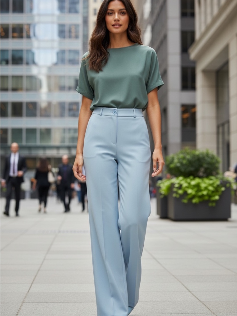 Altar'd State Light Blue Wide-Leg Trousers